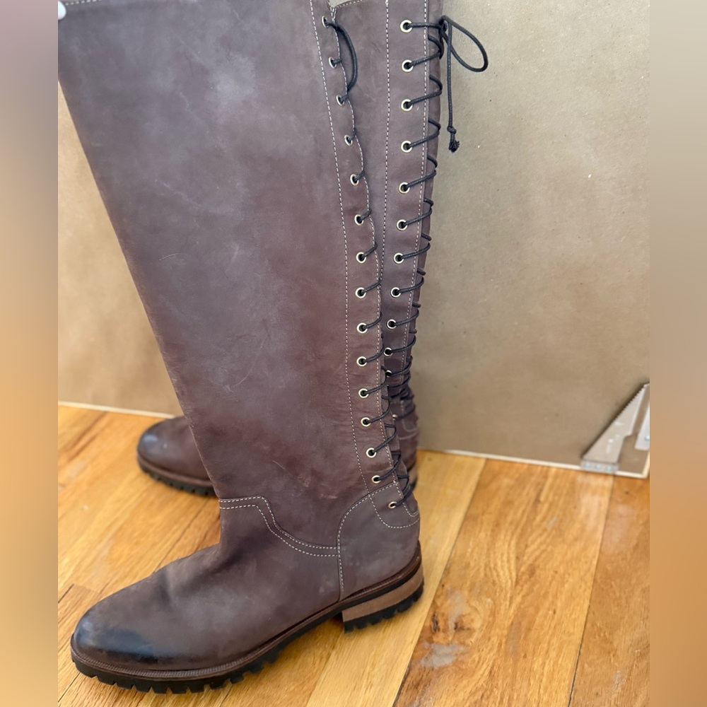 Made in Italy - Brown Lace-Up Knee-High Boots